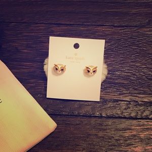 Kate Spade Owl / Faux Fur Reversible Earrings
